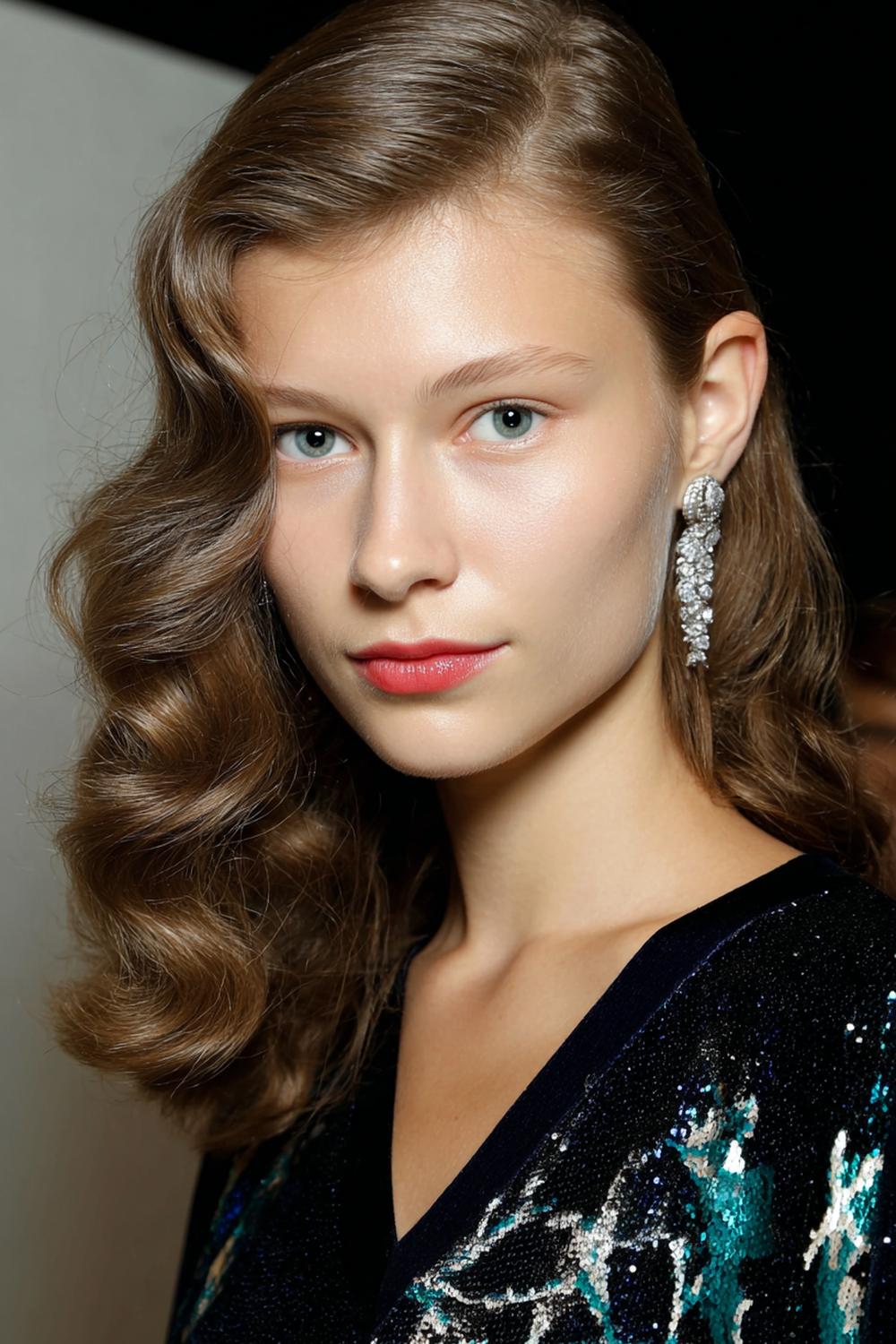 20. Beliebte Frisuren 2026: Side-Part-Frisur mit Hollywood-Wellen und tiefem Scheitel