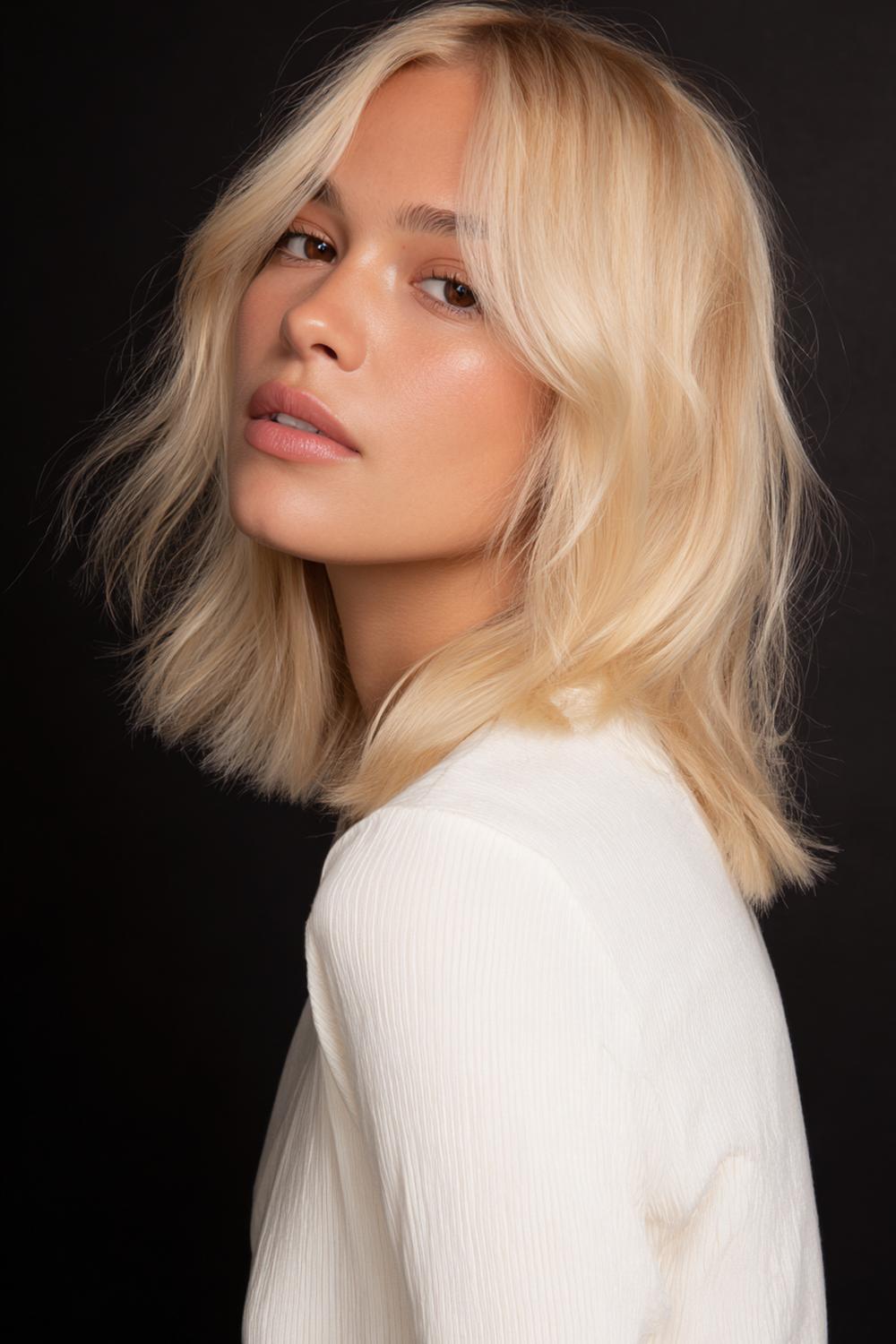 4. Blond Haar Trends 2026: Scandinavian-Blond mit milchigem Toner und Mittelscheitel