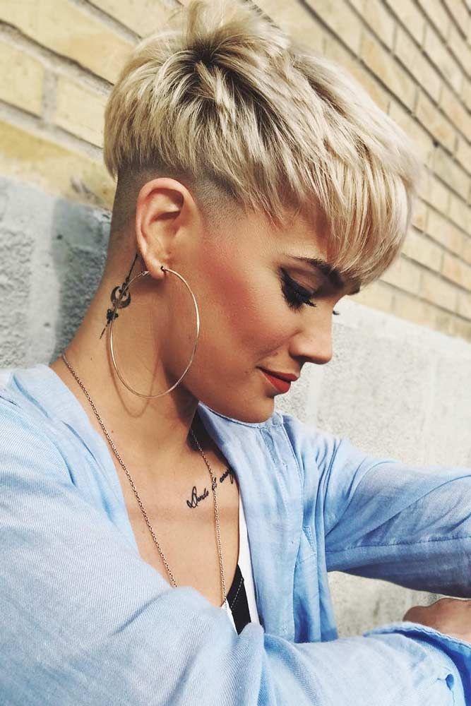 Blonder Pixie für rundes Gesicht