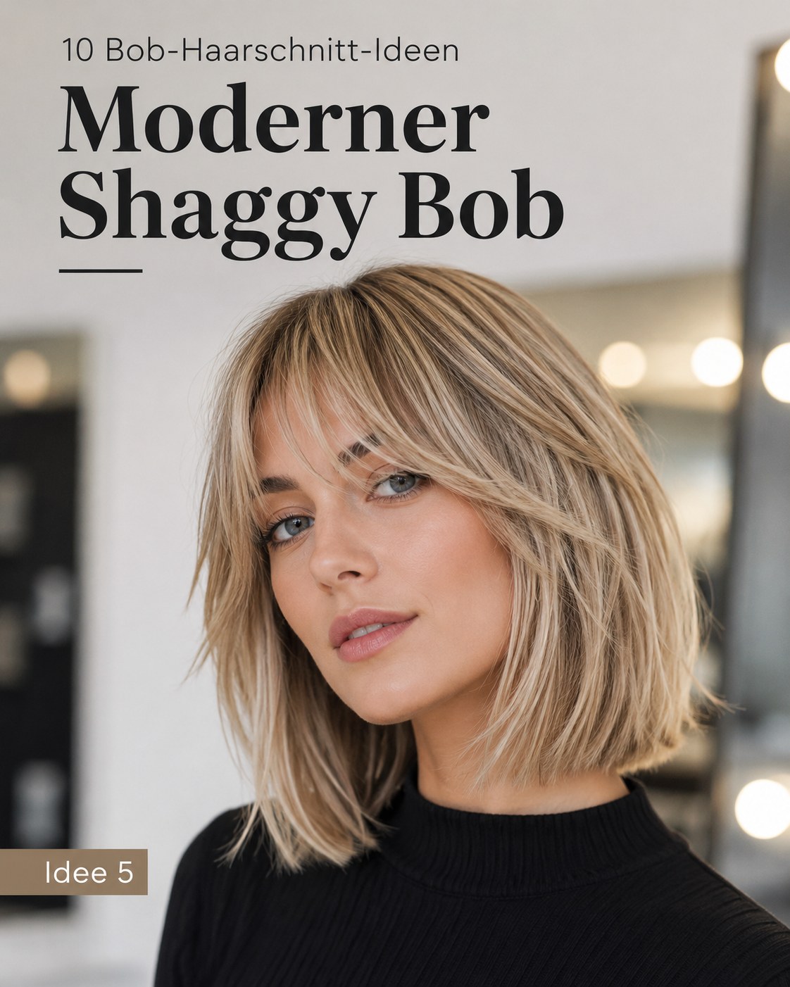 Moderner Shaggy Bob mit texturierten Stufen und Pony, eine lässige Bob Haarschnitte Idee