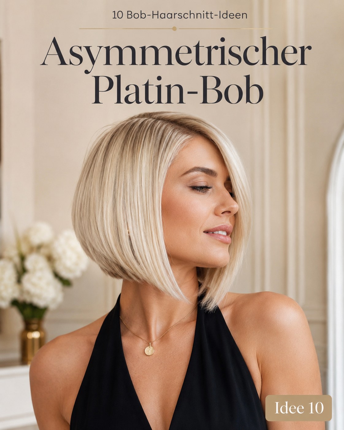 Asymmetrischer Platin-Bob mit vorne längerer Linie als mutigste der zehn Bob Haarschnitte Ideen
