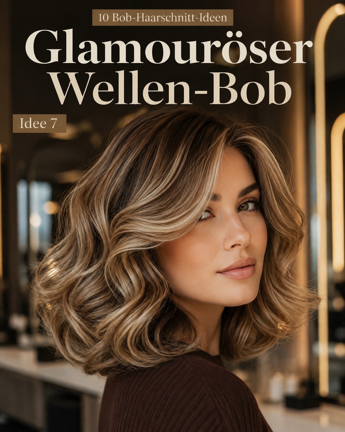 Glamouröser Wellen-Bob mit großen geschwungenen Locken als festliche Bob Haarschnitte Idee