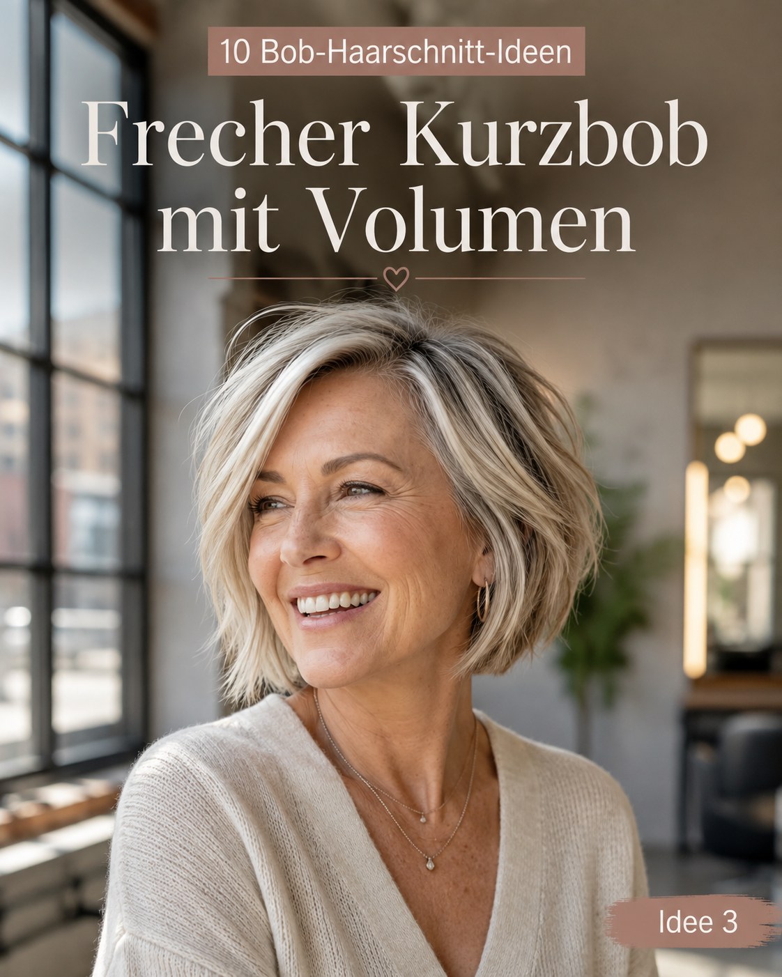 Frecher Kurzbob mit Volumen am Ansatz, eine Bob Haarschnitte Idee für feines oder reiferes Haar