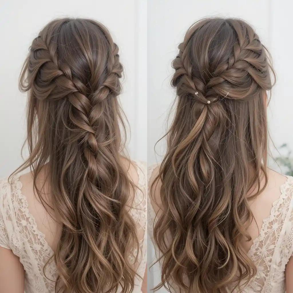 Langes Haar mit geflochtenem Half-Up