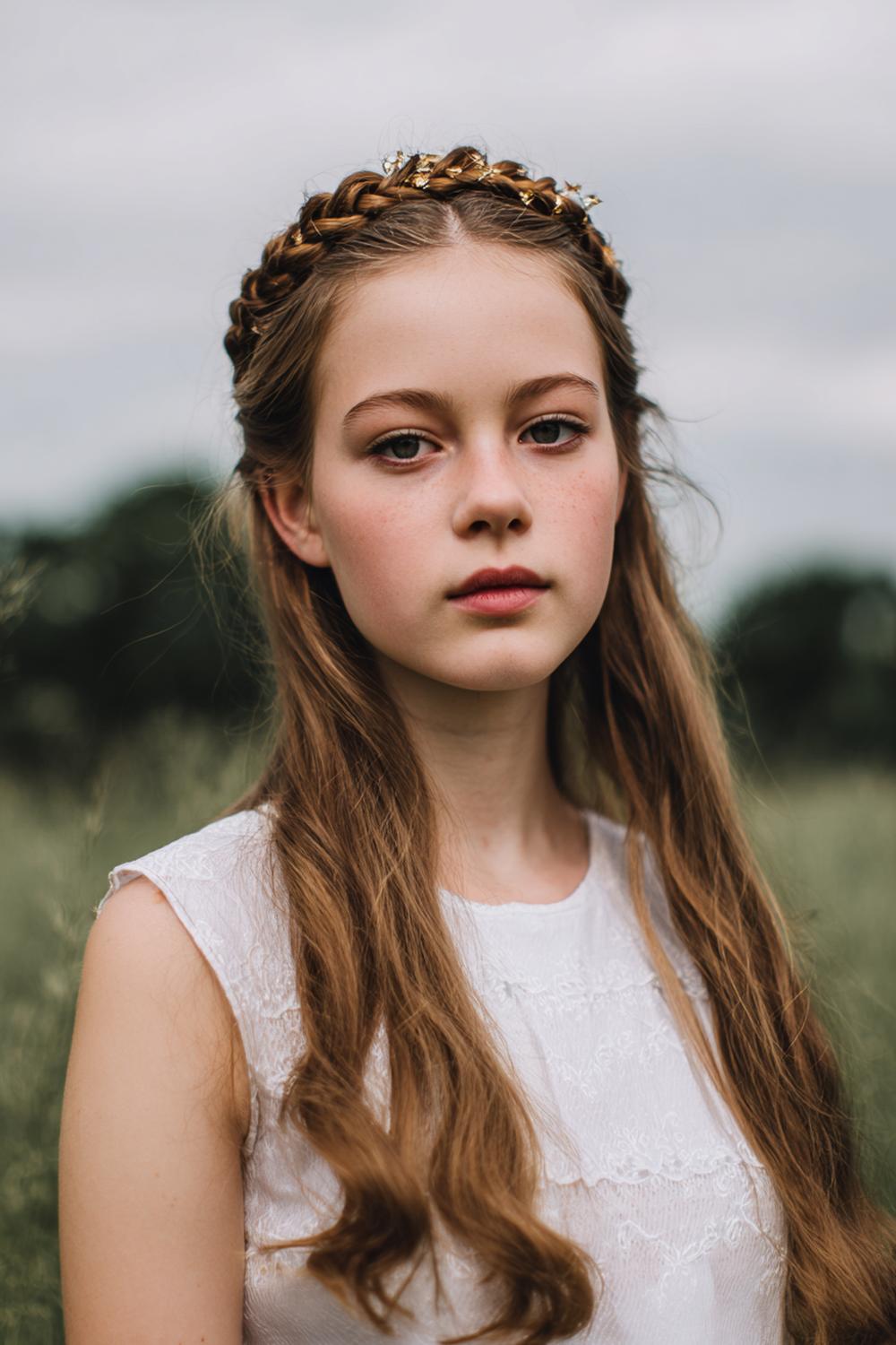 15. Braun Haar Inspiration 2026: Nussbraune Flechtkrone mit lockeren Babyhaaren