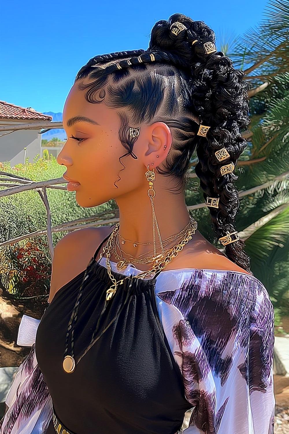 Kunstvolle Lockenhochsteckfrisur