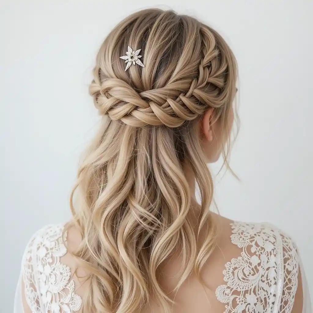 Elegante Hochzeitsfrisur mit Zopf