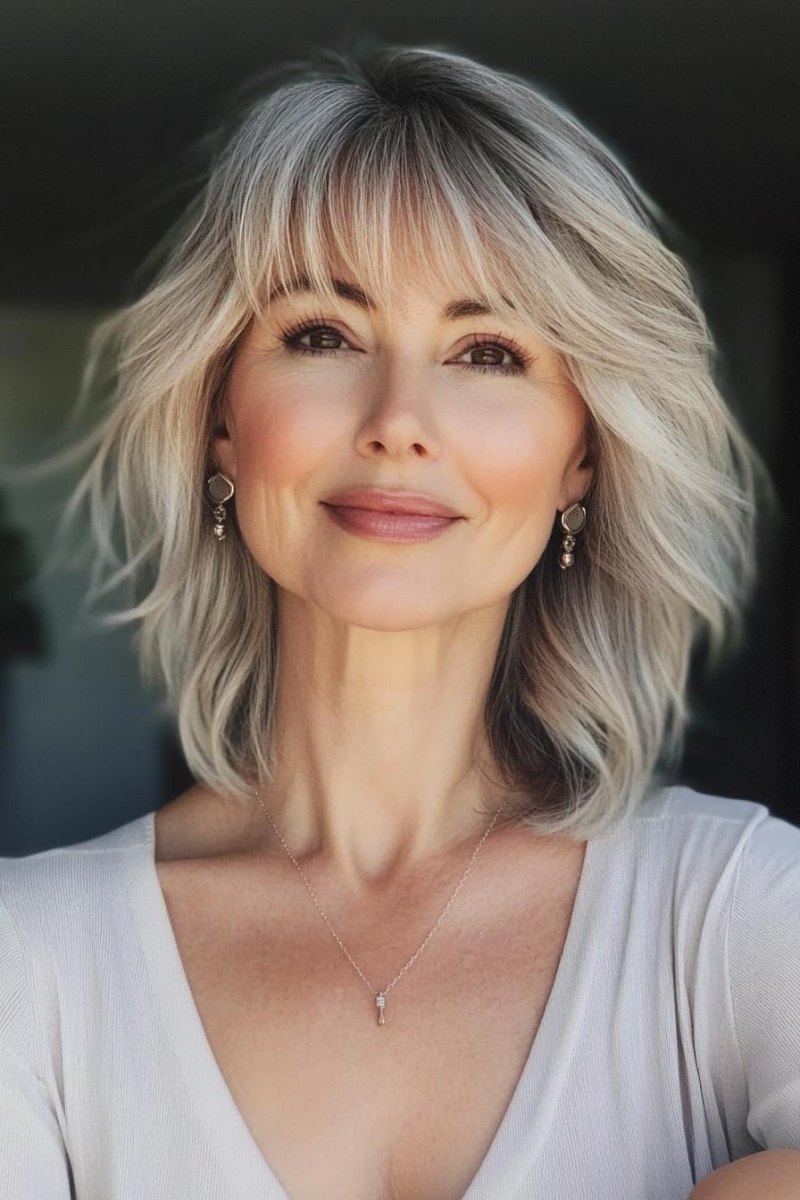 Eleganter Long Bob mit Pony