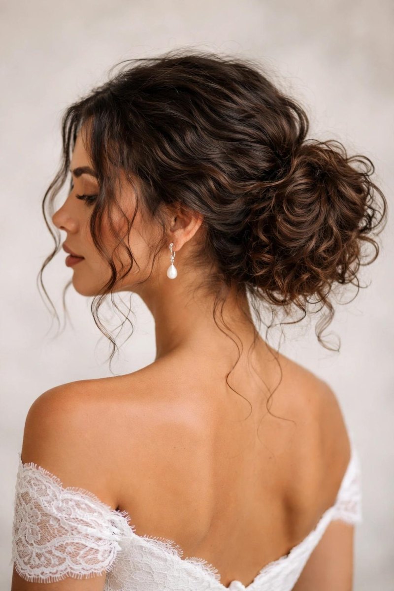 Messy bun mit locken elegant für besondere Anlässe