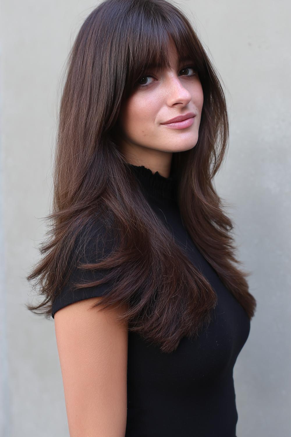 15. Federschnitt Frisur für feines Haar mit Volumenkrone und leichten Längen