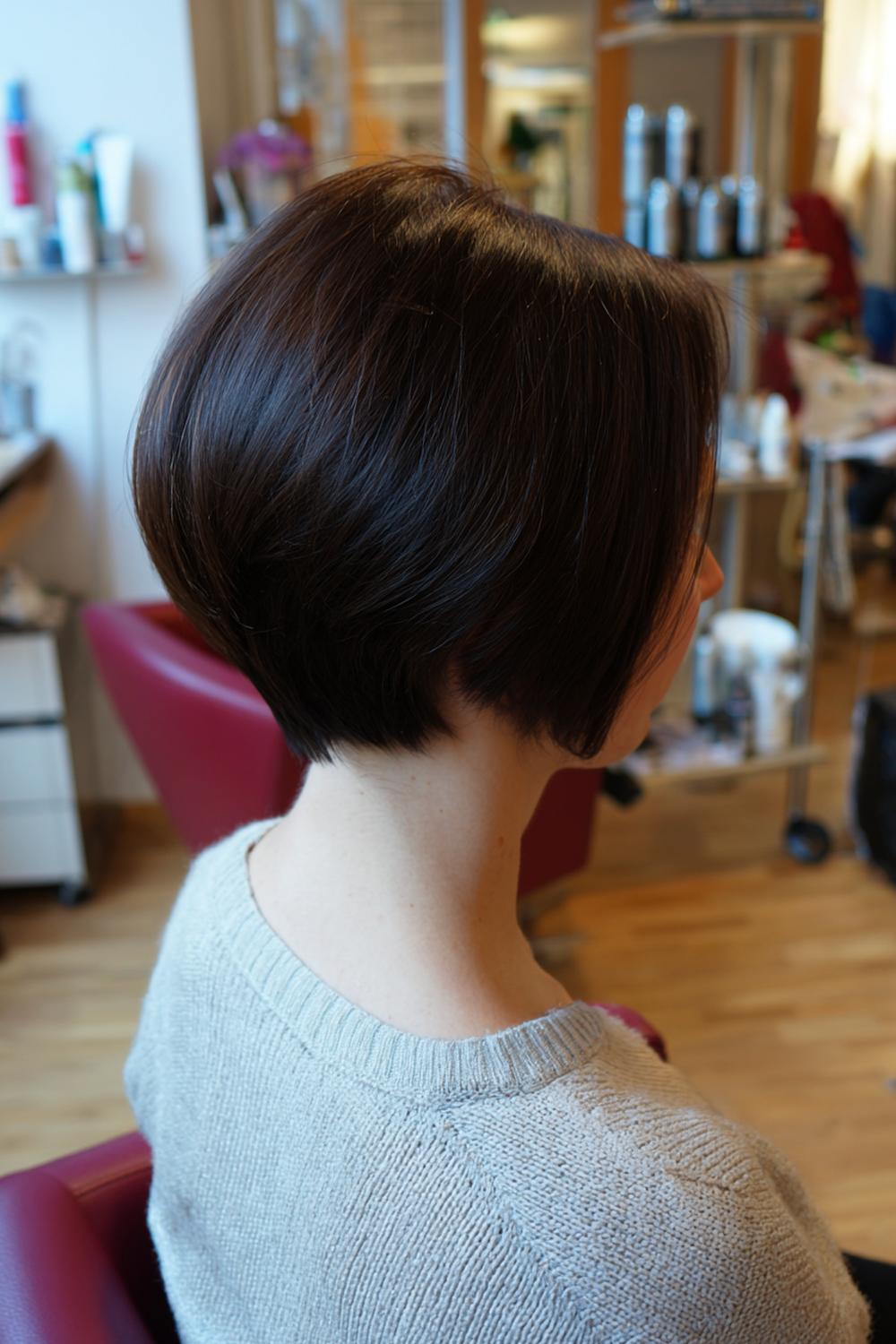 3. Federschnitt Frisur mit tiefem Seitenscheitel und Glanzfinish