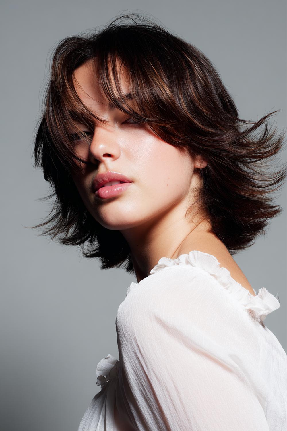 35. Federschnitt Frisur mit natürlicher Lufttrocknung und federnden Kanten