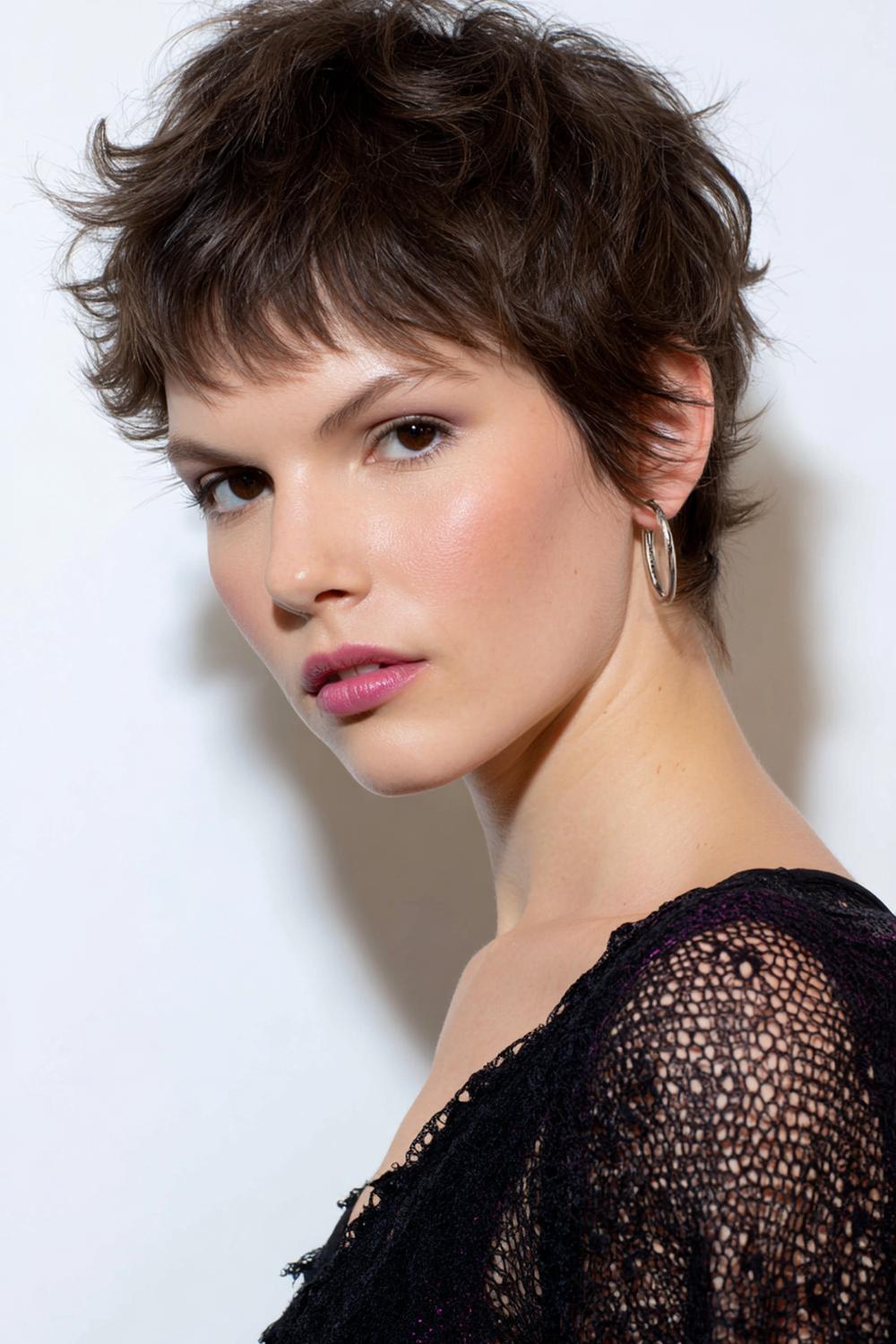 7. Federschnitt Frisur als kurzer Shag mit federnder Textur