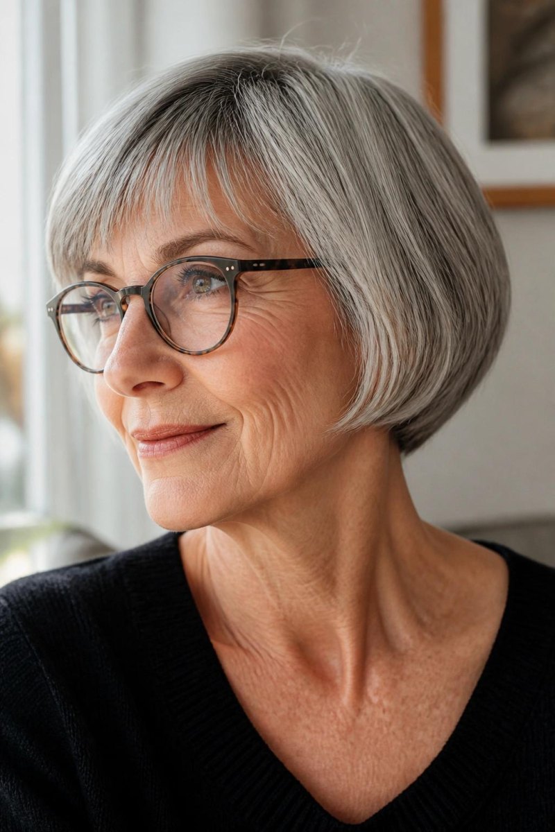 Französischer Bob mit Brille