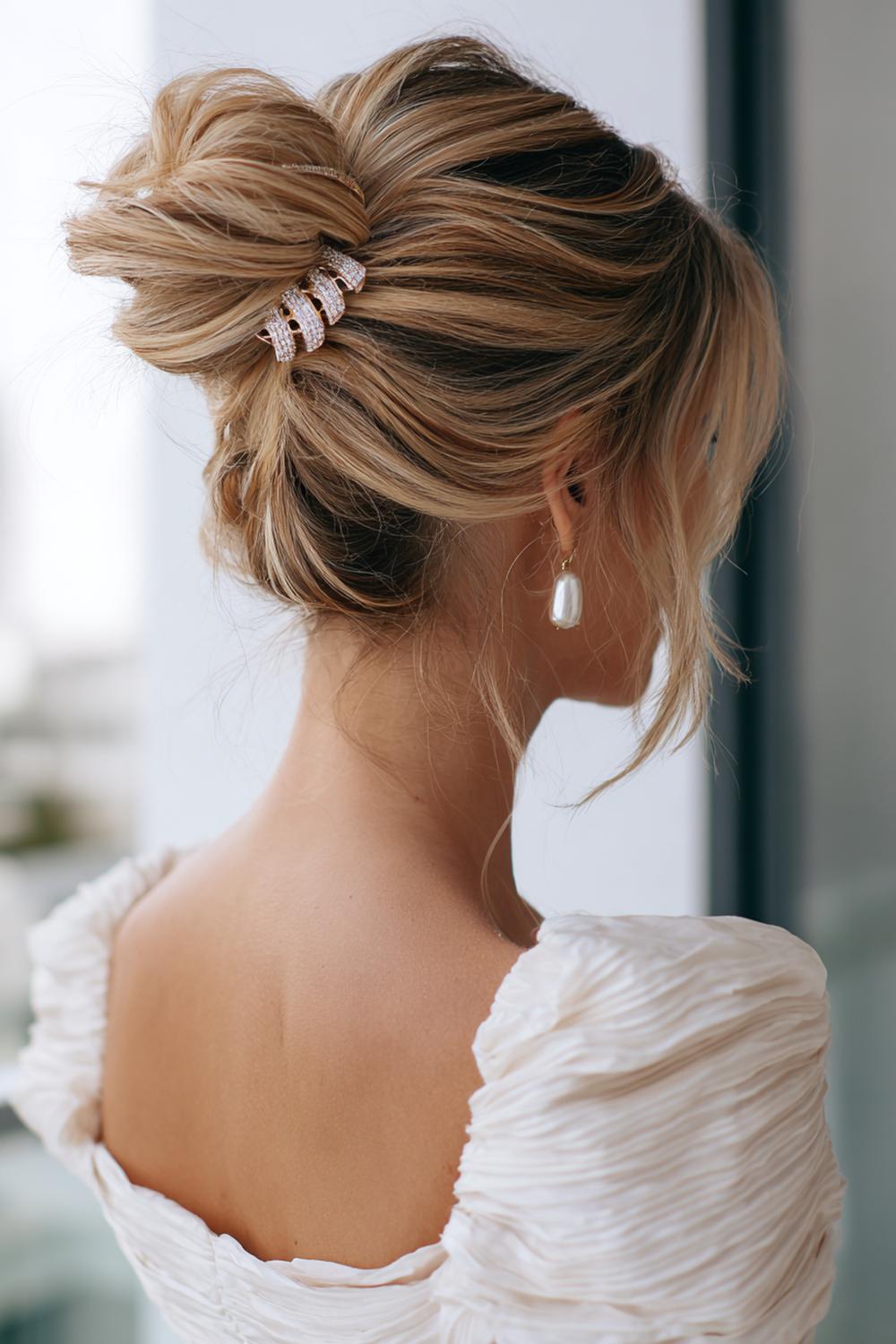 17. Frische Haar Ideen 2026: Claw-Clip Hochsteckfrisur mit Soft-Strähnen