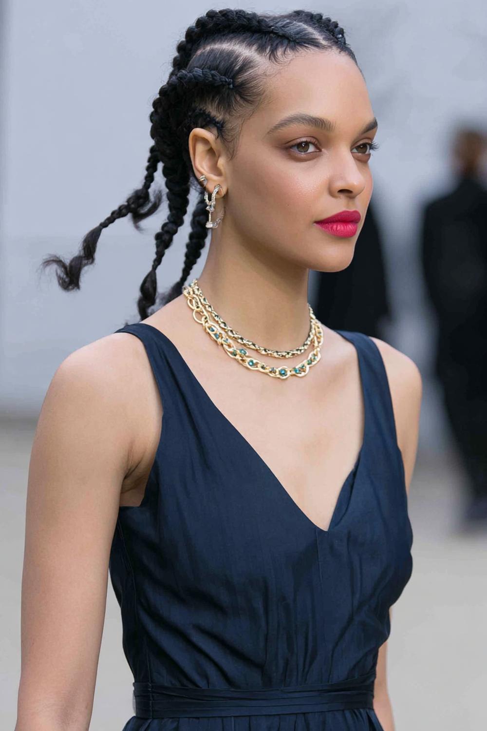 27. Frische Haar Ideen 2026: Sleek Braids mit sauberem Scheitelbild