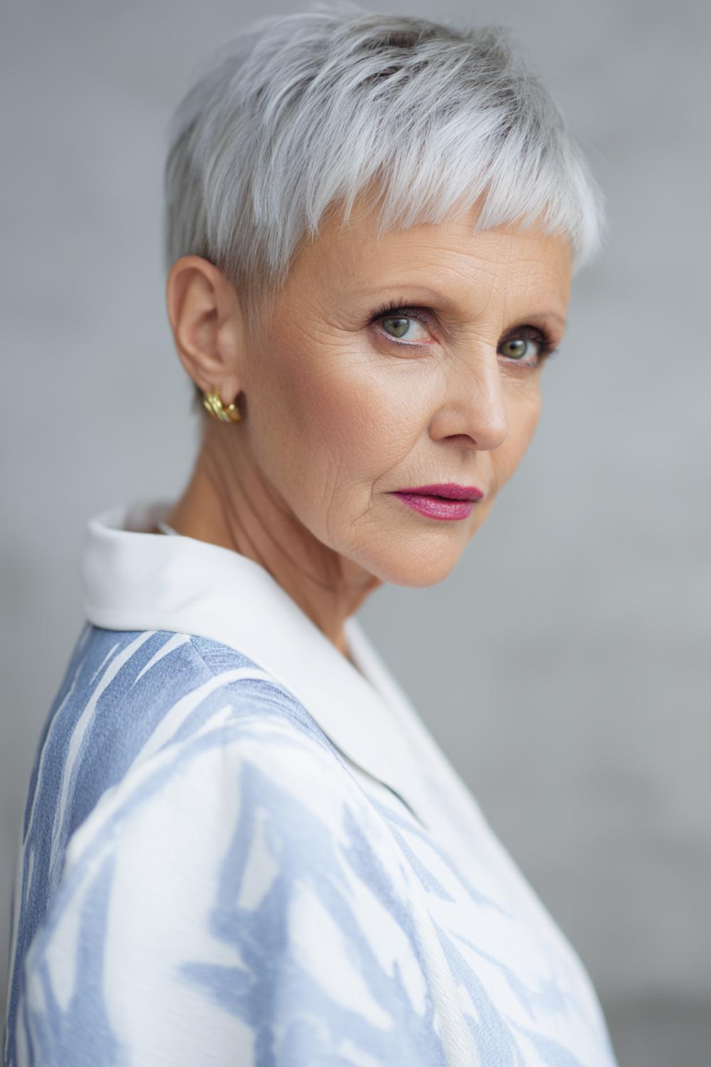 16. Frisur 2026 Frauen ab 50: Garçon-Pixie mit klarer Kontur und minimalistischem Styling