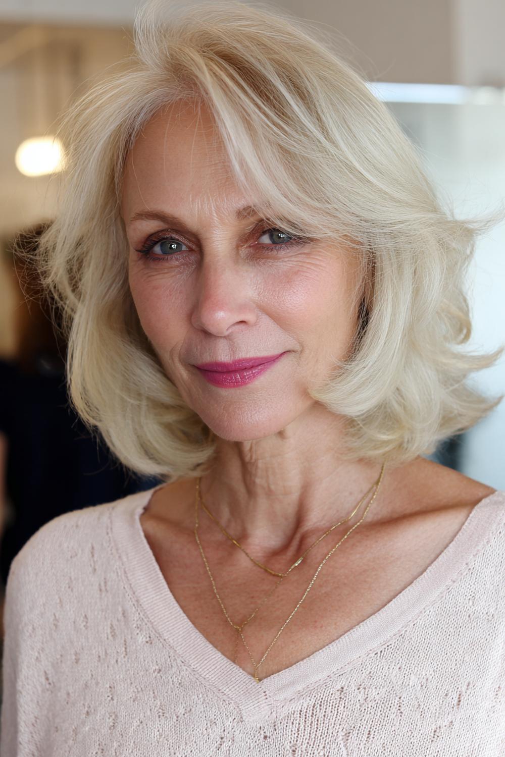 17. Frisur 2026 Frauen ab 50: Schulterlanger Cut mit weichen Stufen und Blowout-Look