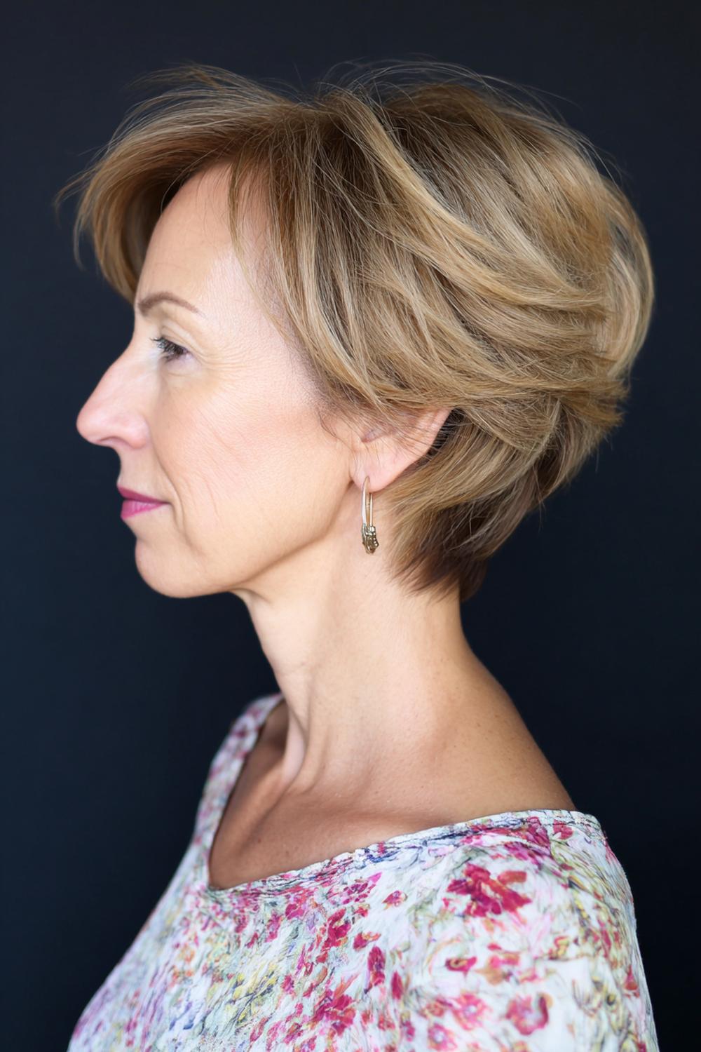 29. Frisur 2026 Frauen ab 50: Feines Haar Frisur mit Seitenscheitel und Airy-Texture