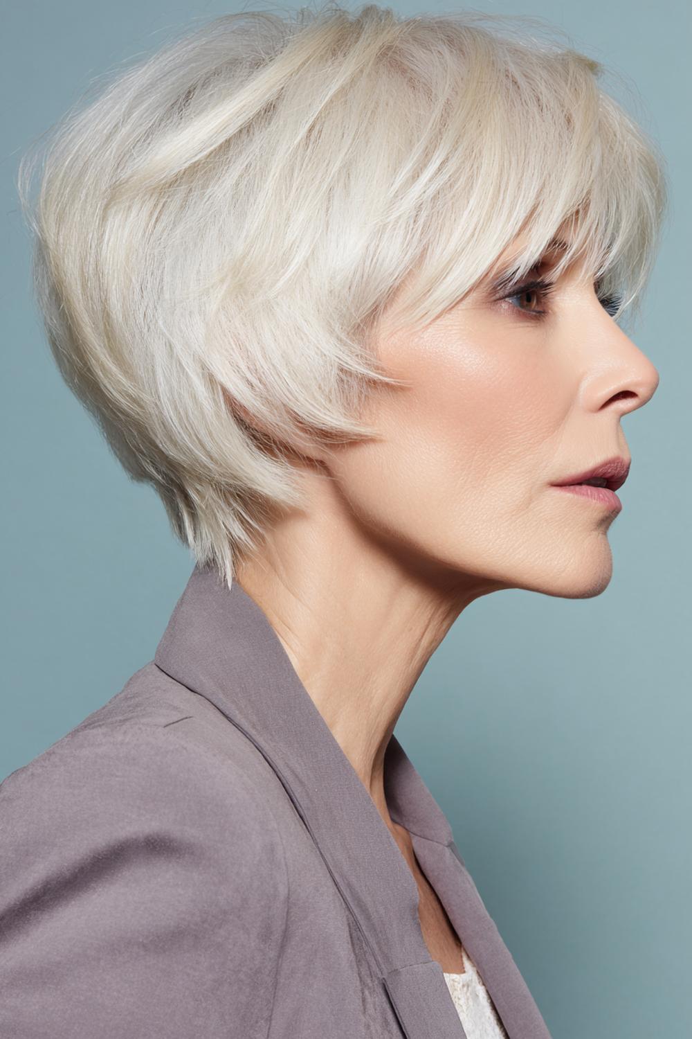 30. Frisur 2026 Frauen ab 50: Dickes Haar Frisur mit Entlastungsstufen und glattem Finish