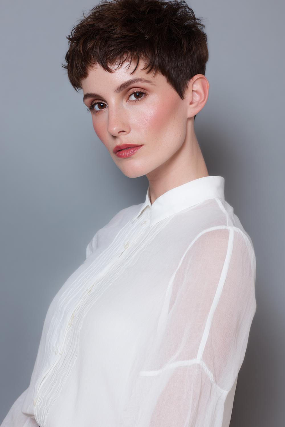 12. Frisur: Kurzer Crop mit Strukturpaste und soften Konturen