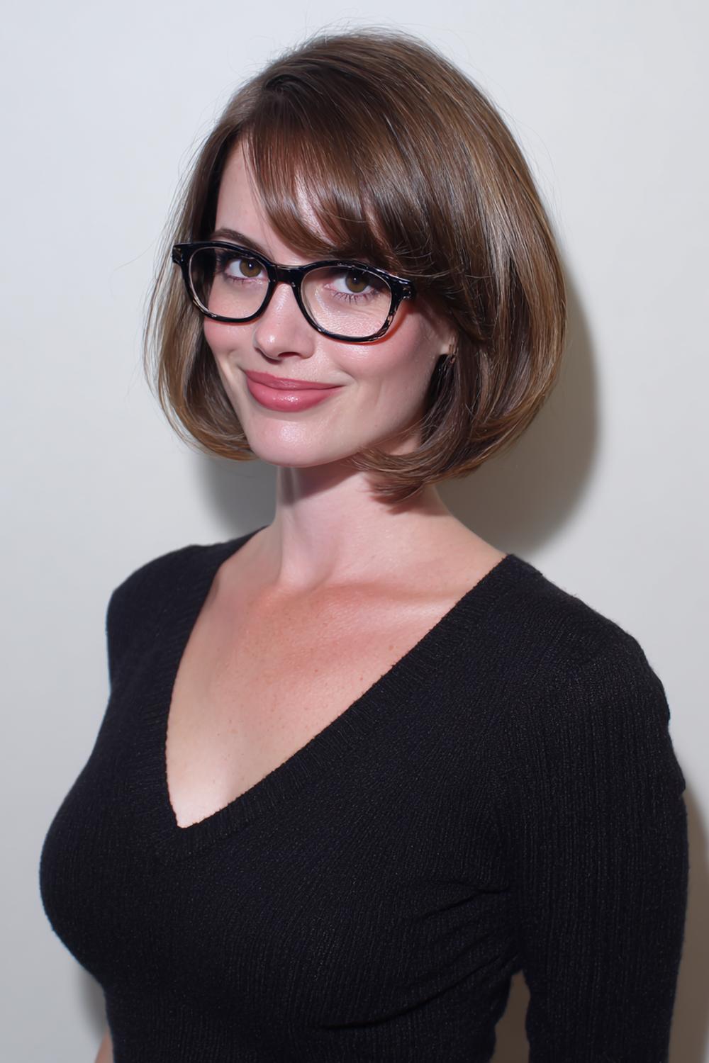 16. Frisur: Brillenfreundlicher Bob mit Schläfen-Lift und leichten Stufen