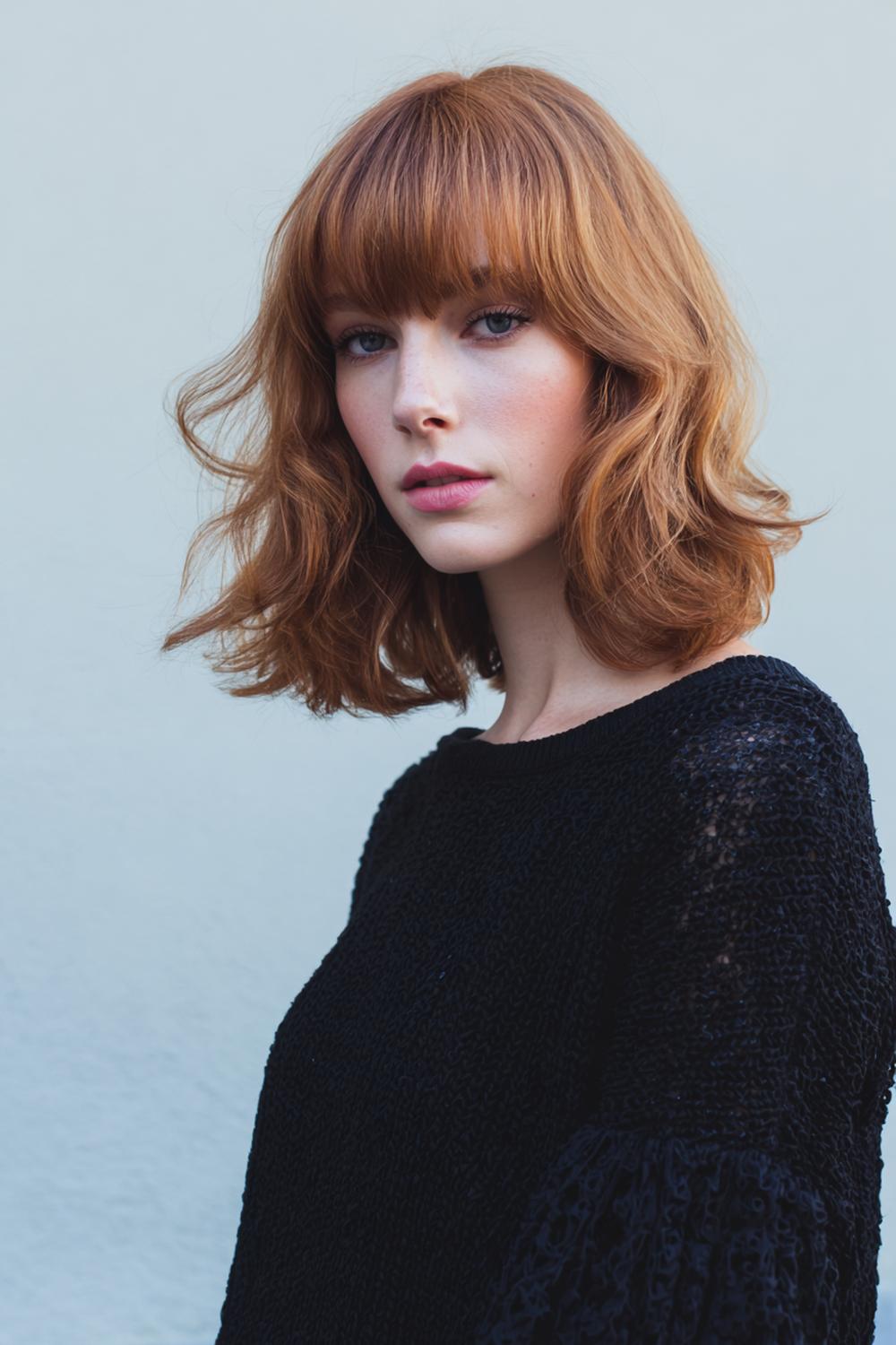 3. Frisur: Schulterlanger Lob mit Curtain-Fringe und weichen Wellen