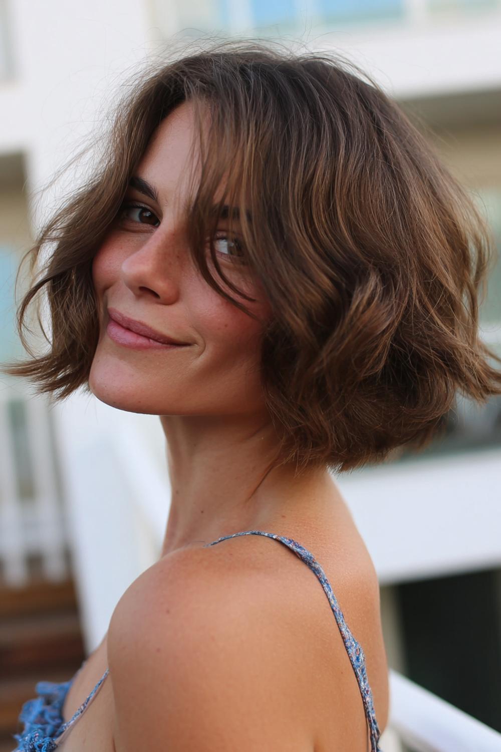 11. Kurzfrisuren 2026 Frauen kurz: Wavy Bob mit Beach-Textur und weichem Schattenansatz