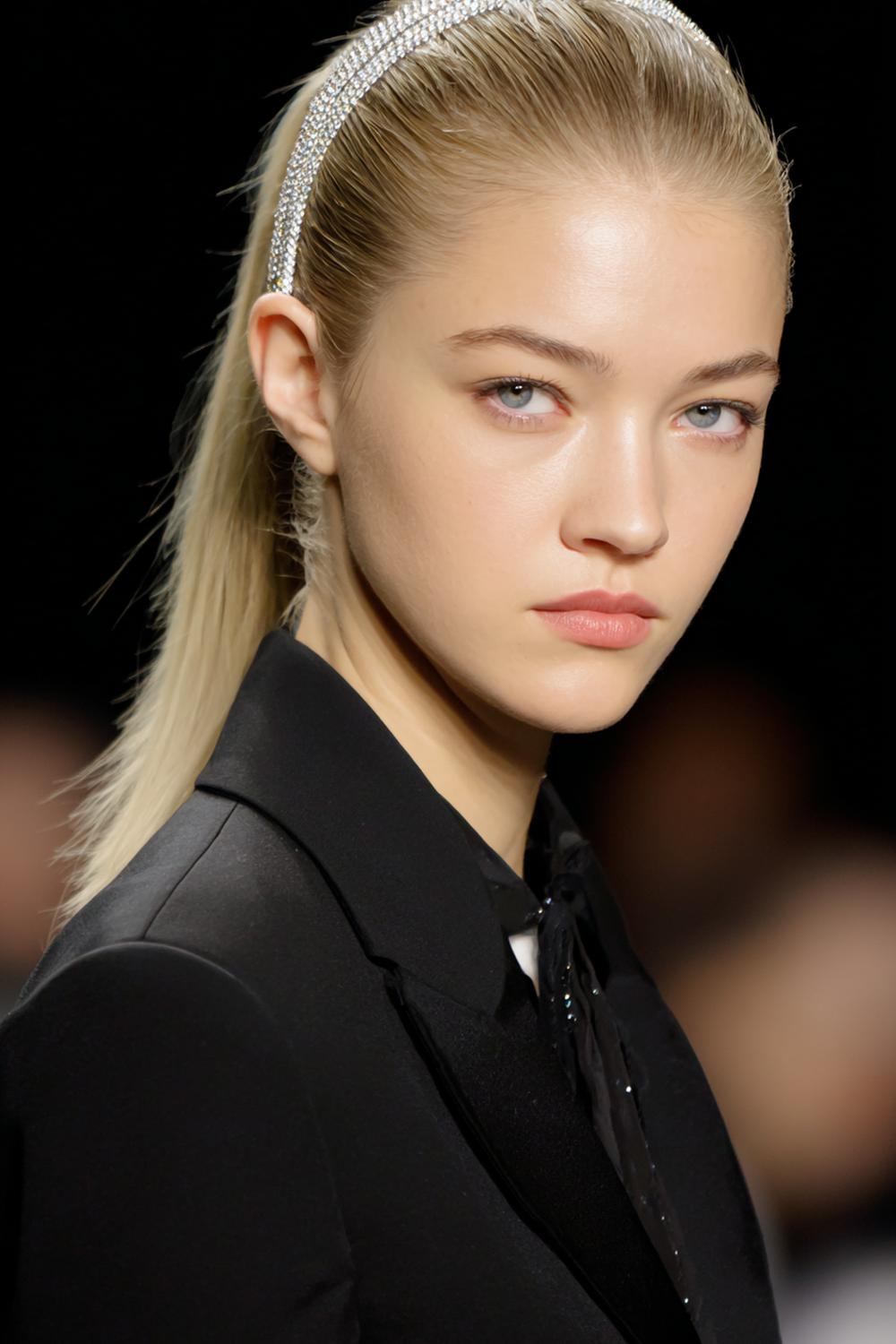 9. Frisuren 2026 Frauen: Sleek-Pferdeschwanz mit Mittelscheitel und Haarband-Strähne