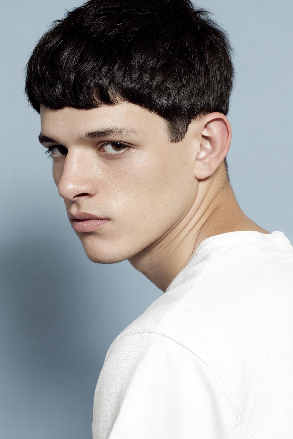 19. Frisuren 2026 Männer: Caesar Cut mit soften Babyhaaren