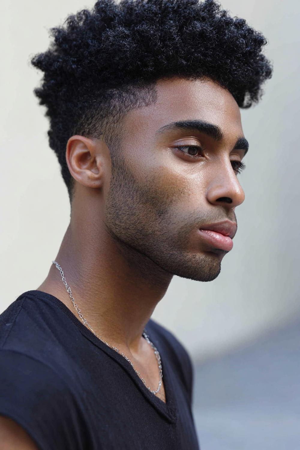 24. Frisuren 2026 Männer: Short Afro mit definierter Kontur