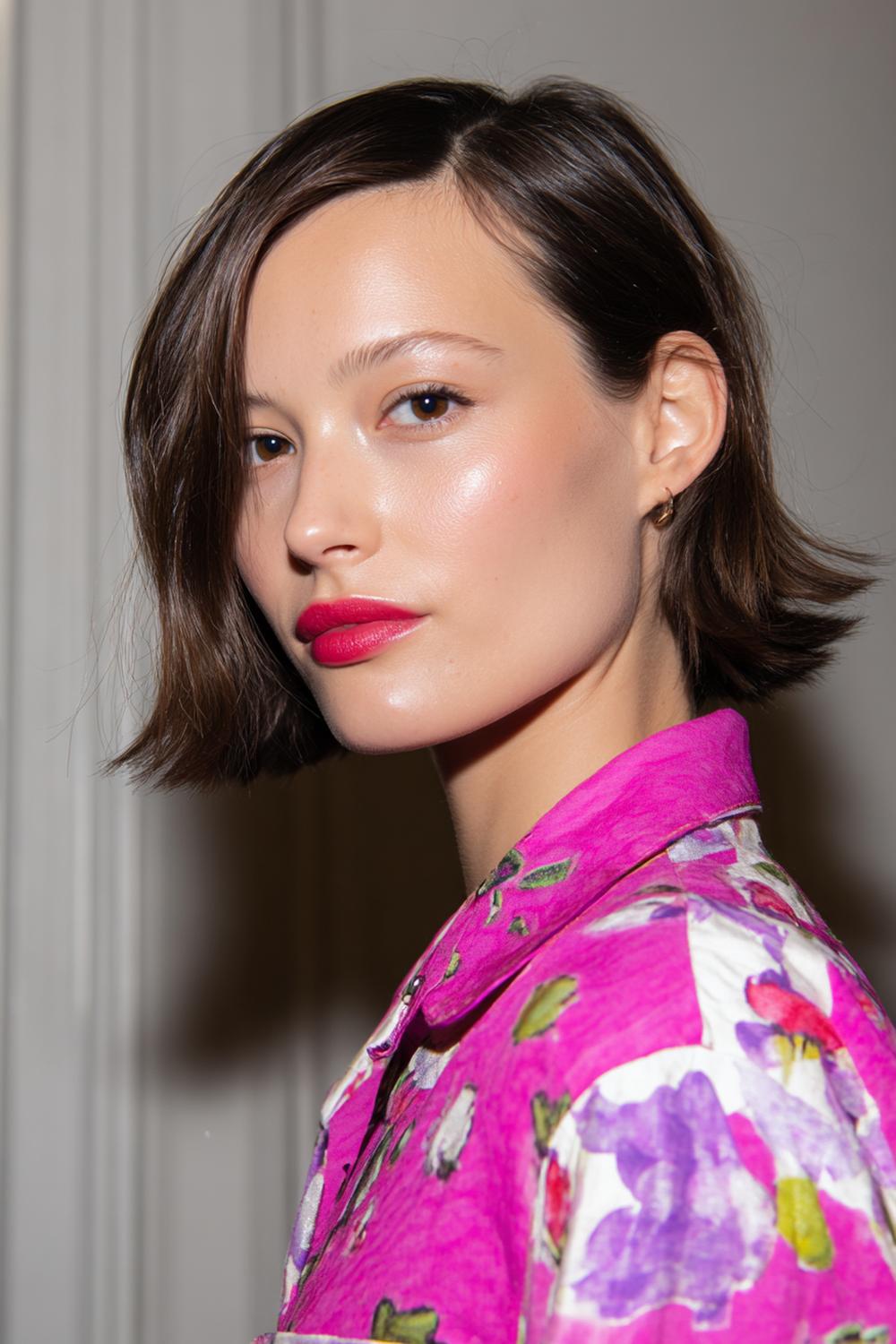 1. Frisuren 2026: Glossy Micro-Bob mit Mittelscheitel