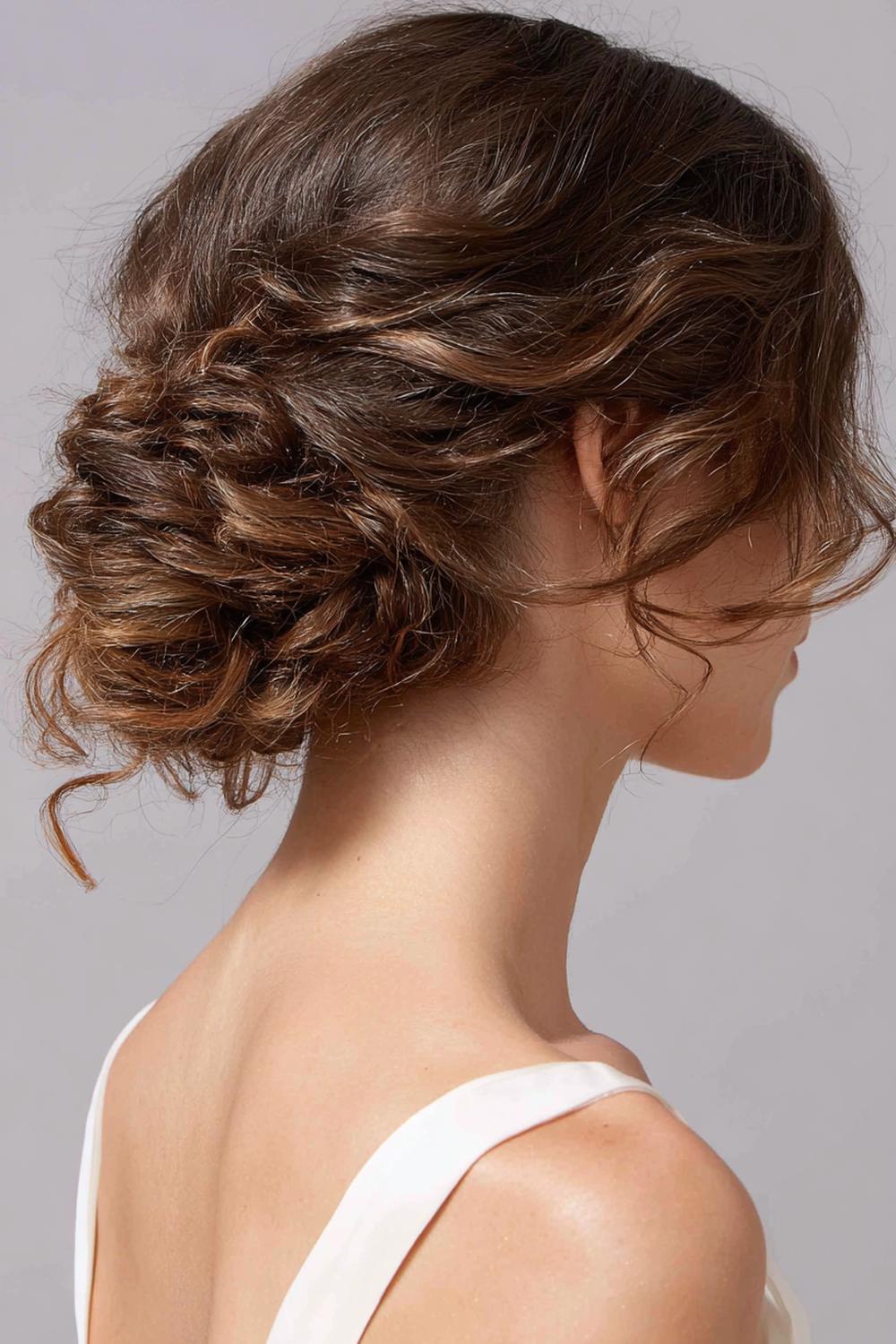 8. Frisuren 2026: Messy Low Bun mit Lockensträhnen am Gesicht