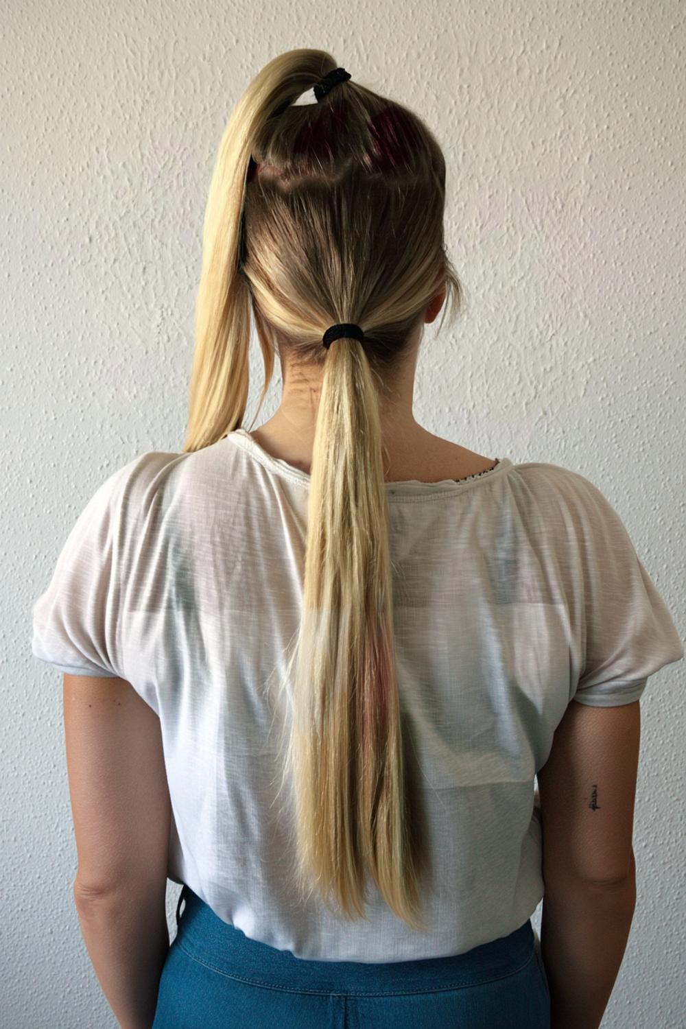 Doppelter Pferdeschwanz Look