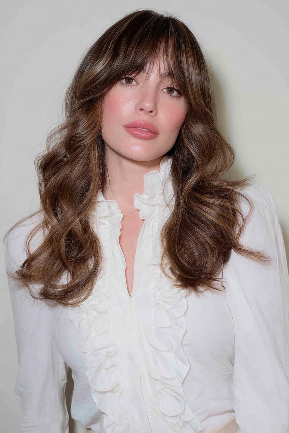 2. Frühlingsfrisuren 2026: Soft Curtain Bangs mit federnden Wellen