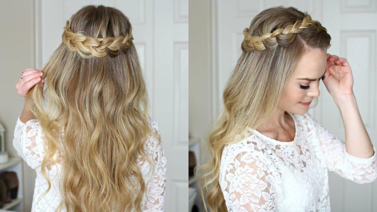 Geflochtene Krone lange Haare