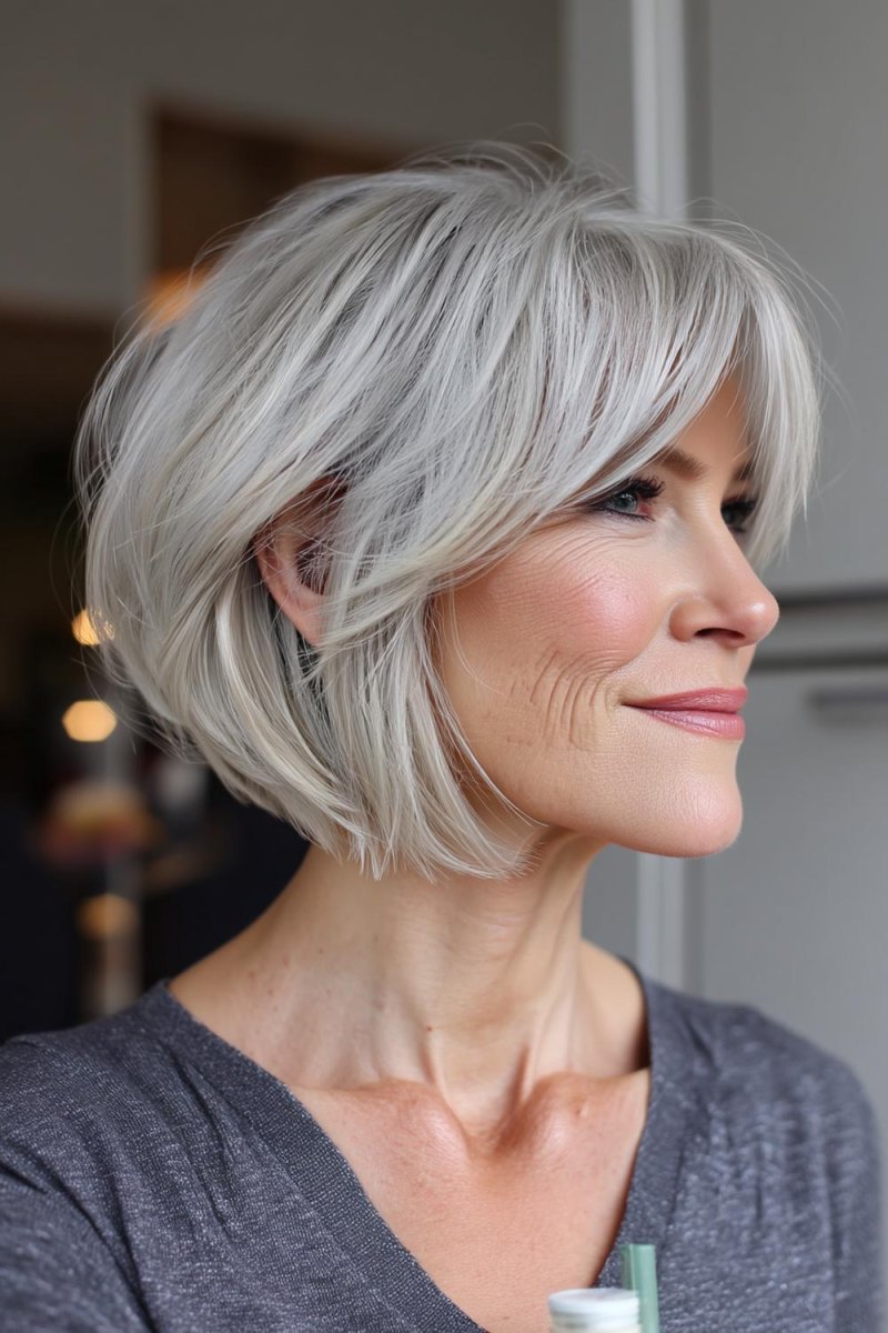 Gestufter Bob graue Haare
