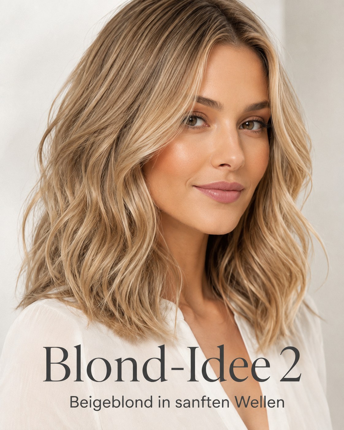 Beigeblond in sanften Wellen zeigt eine der ausgewogensten Haarfarben Ideen blond