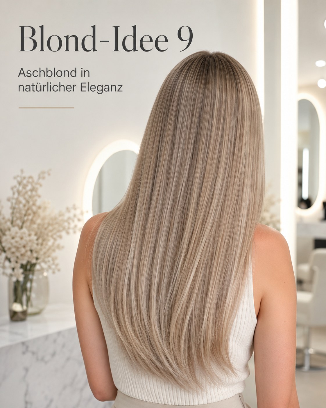 Aschblond in natürlicher Eleganz als kühle Haarfarben Idee blond gegen Gelbstich