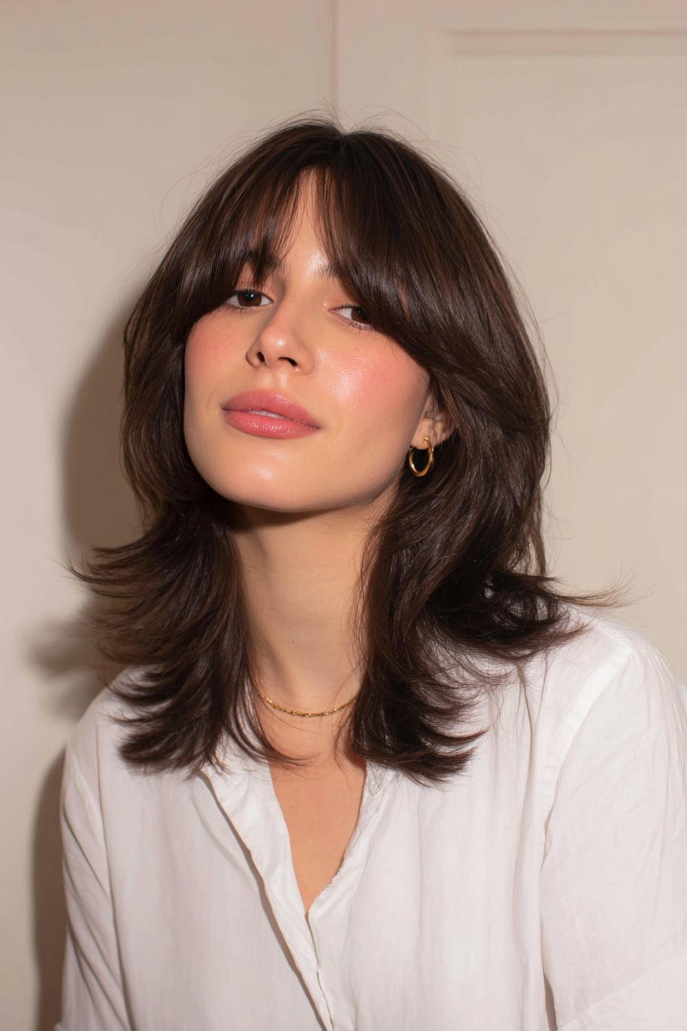 2. Haartrends 2026: Soft-Wolf-Cut mit luftigen Stufen und Curtain Bangs