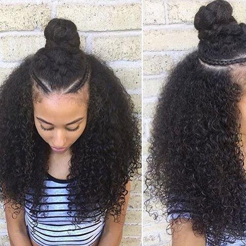 Lockiger Bun mit geflochtenen Details