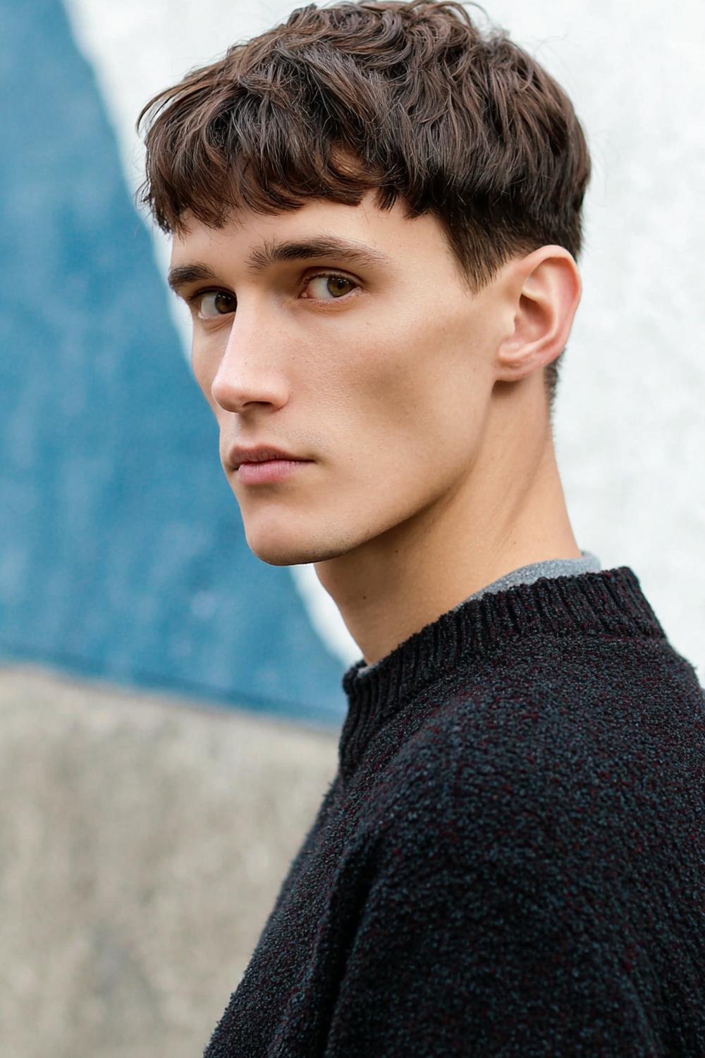 11. Herren Frisuren 2026: French Crop mit runder Stirnlinie und Grain-Textur