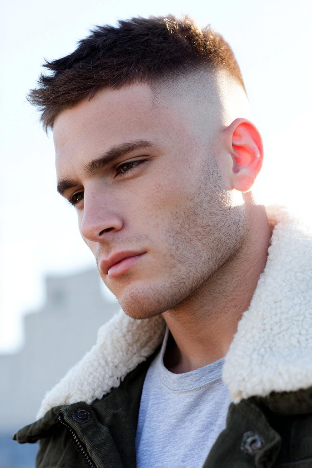 17. Herren Frisuren 2026: High Fade mit spitzer Kontur und kurzer Textur