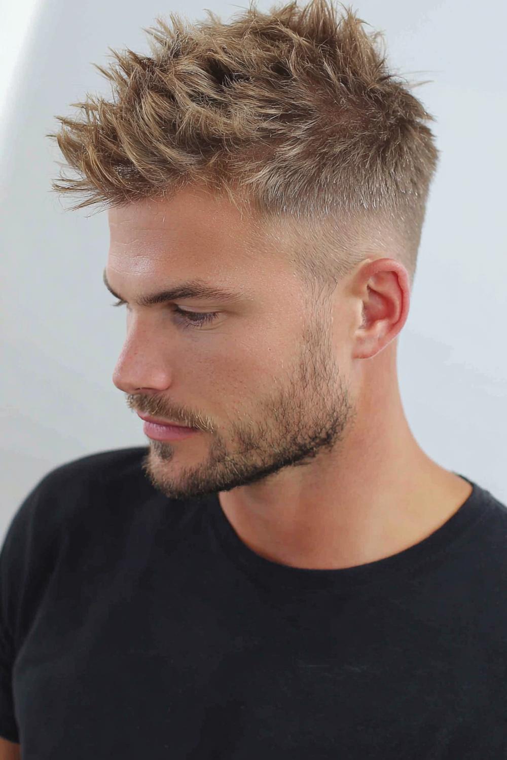 20. Herren Frisuren 2026: Spiky Texture Cut mit kontrollierten Spitzen und Taper