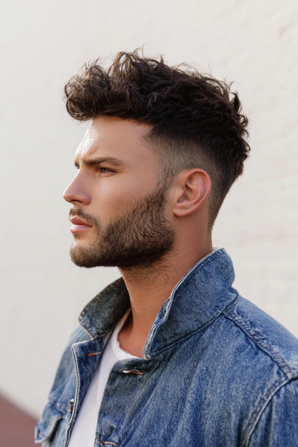 24. Herren Frisuren 2026: Wolf Cut Herren Frisur mit starken Stufen und Fransenmix