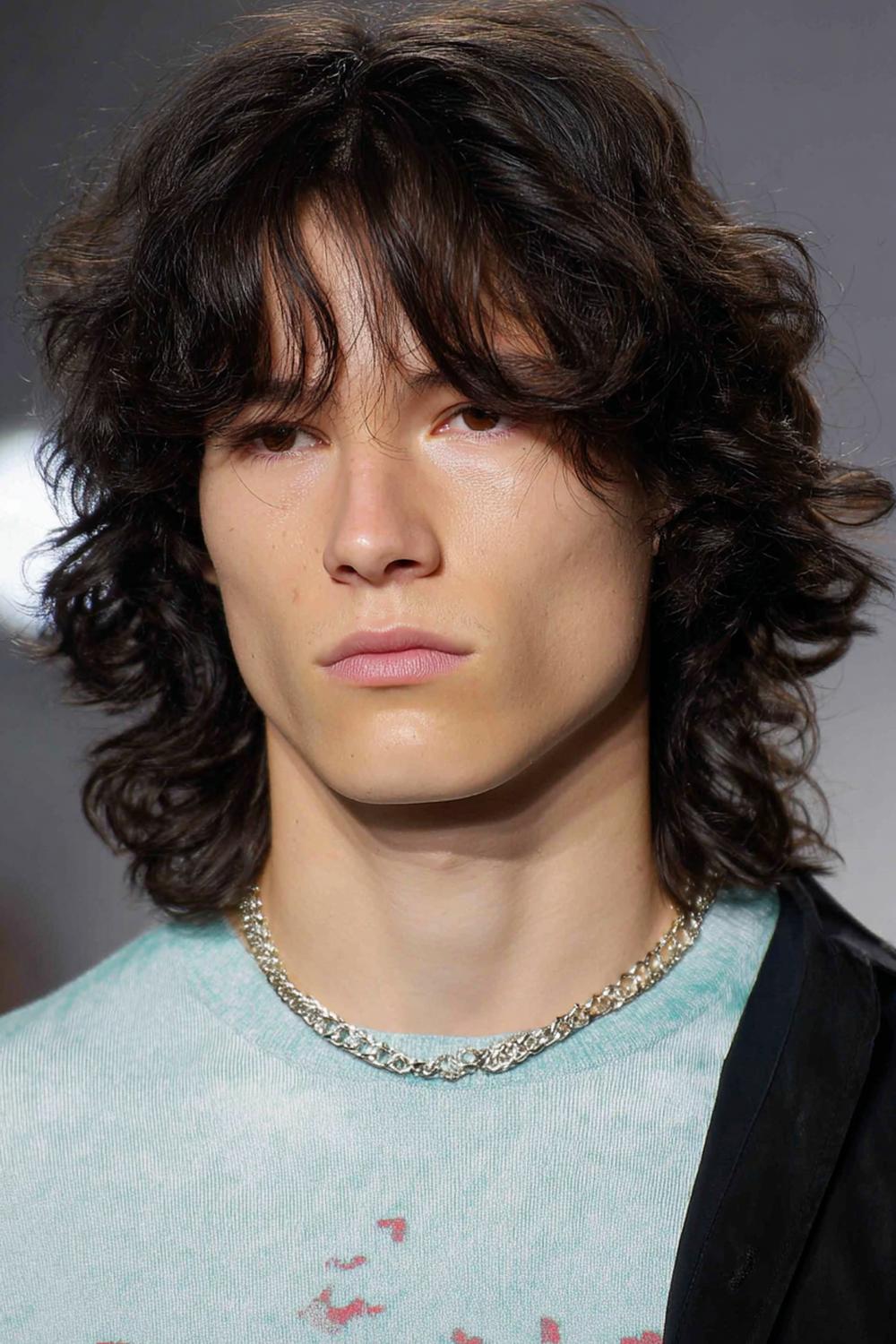 26. Herren Frisuren 2026: Curtain Bangs Herren Frisur mit Mitte und federnden Spitzen