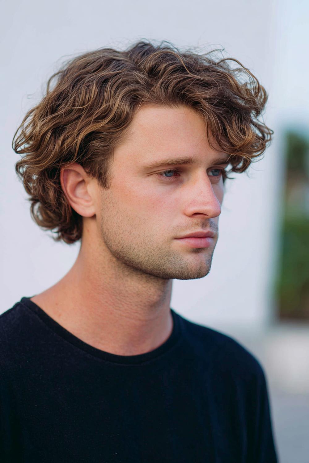 28. Herren Frisuren 2026: Wavy Perm Look mit weichen S-Wellen und natürlichem Ansatz