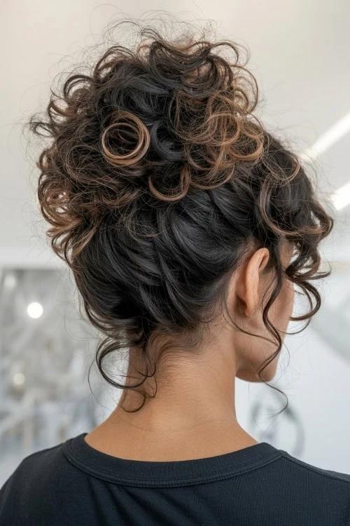 Hochgesteckte Locken im Sommer
