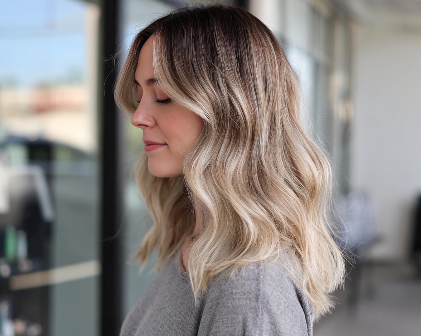 Shoulder Length Ash Blonde Waves