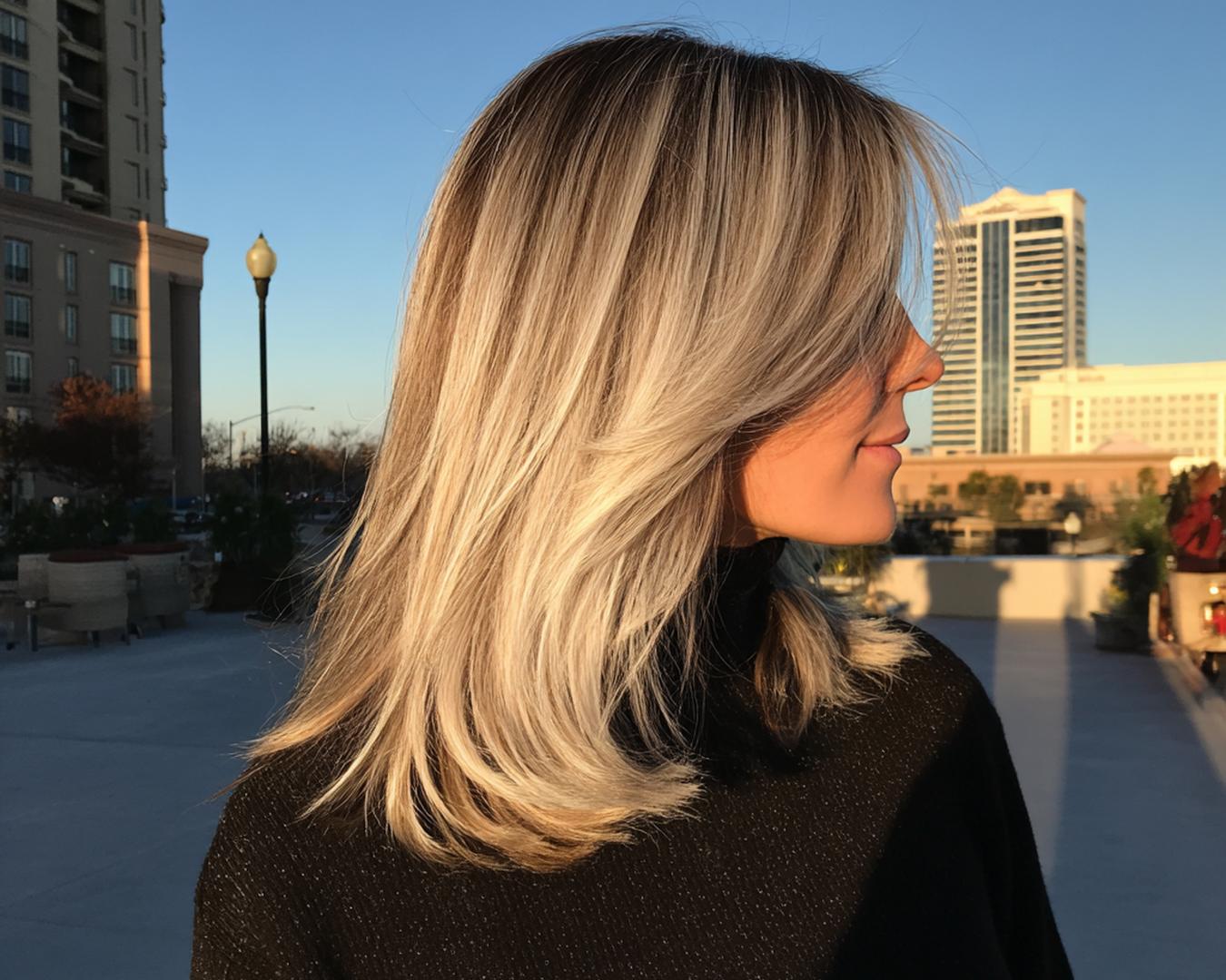 Ash Blonde With Curtain Bangs